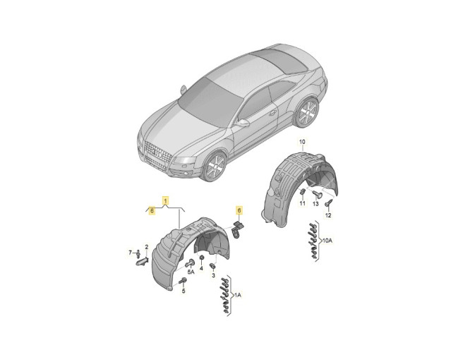 Підкрилок Audi A5 B8 лівий передній Підкрилок Audi A5 B8 лівий передній