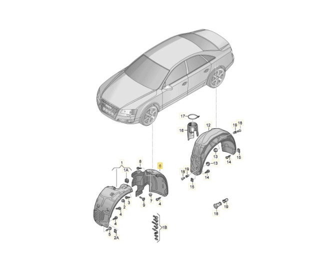 Підкрилок Audi A8 D4 лівий передній частина 10-17 Підкрилок Audi A8 D4 лівий передній частина 10-17
