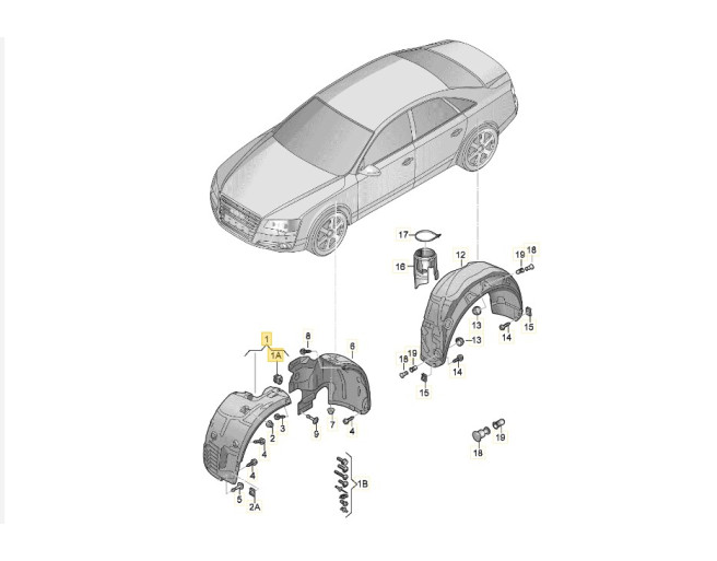 Підкрилок Audi A8 D4 лівий передній 10-17 Підкрилок Audi A8 D4 лівий передній 10-17
