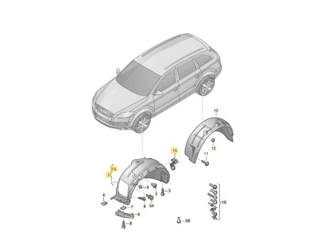 Підкрилок Audi Q7 4L лівий передній Підкрилок Audi Q7 4L лівий передній